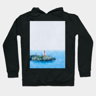 Lighthouse ,Watercolor painting on a textured watercolor paper Hoodie